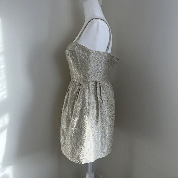 Camilla And Marc Metallic Bustier Mini Dress Size 6 Champagne Gold Tulip Party - Picture 2 of 13